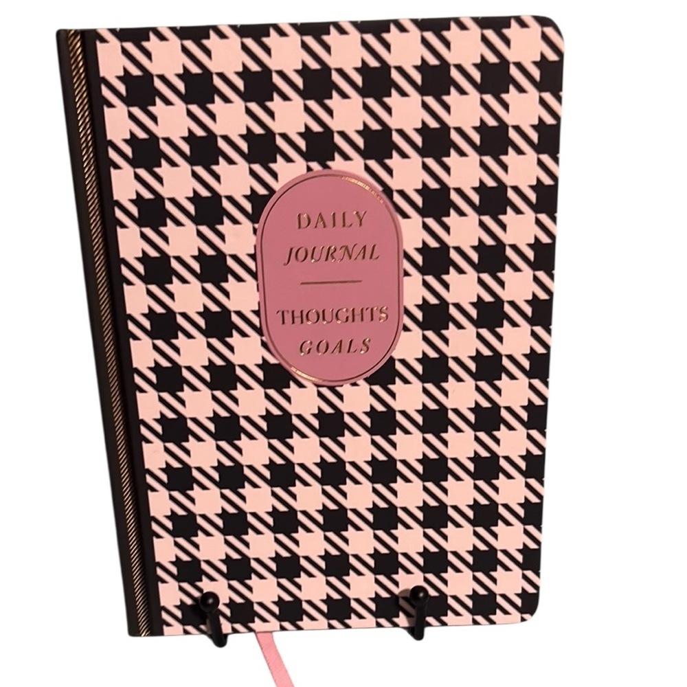 James Burke Pink & Black Houndstooth Daily Journal - Gold Foil Goals